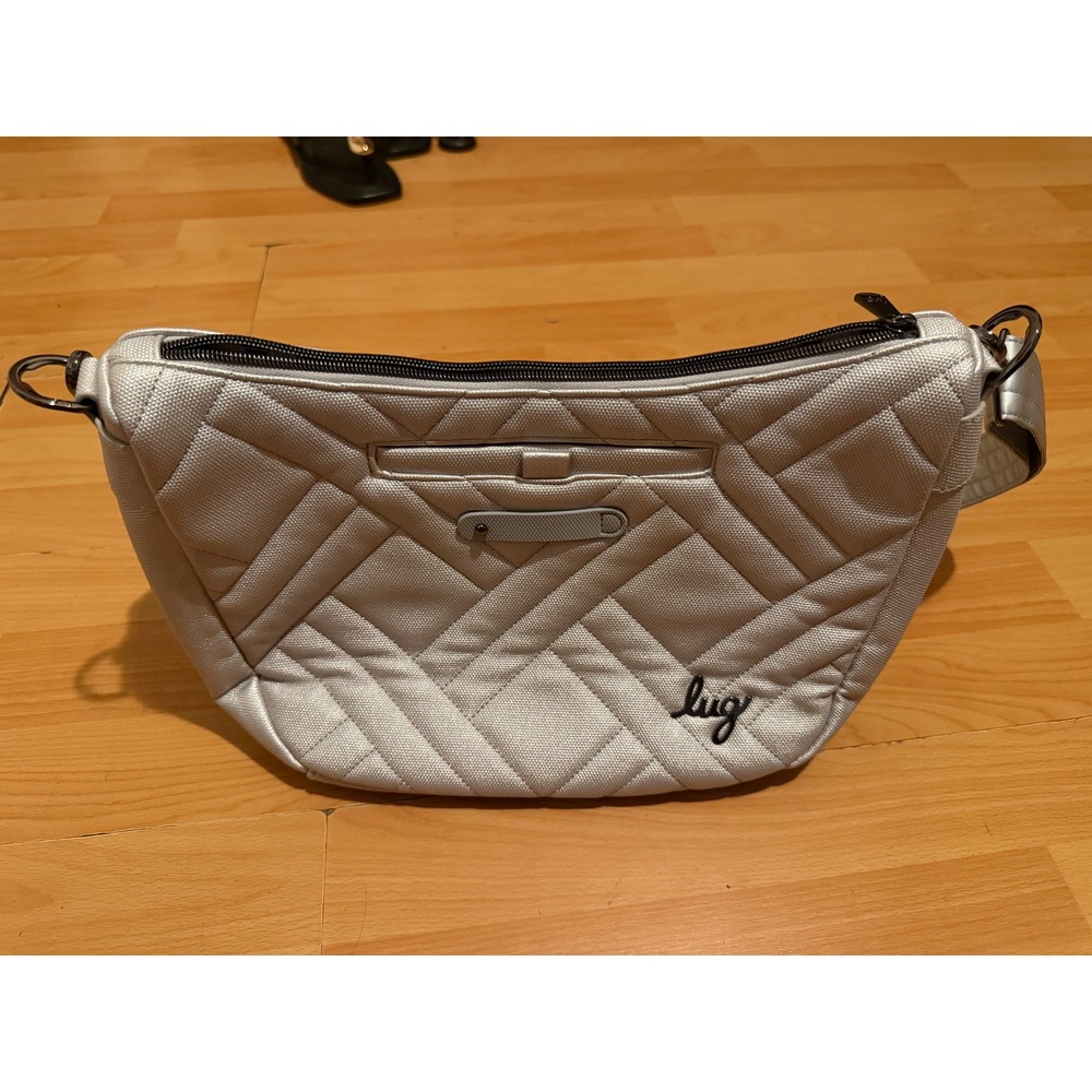 Lug Quilted Crossbody Bag Metallic Silver Shoulder Handbag